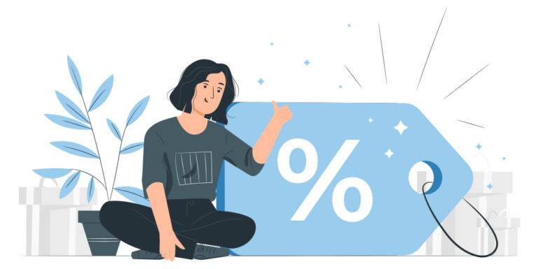 illustration of woman using a discount to get more accounting clients