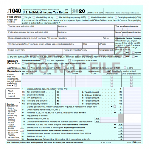 Form 1040 Image Form 1040 Image